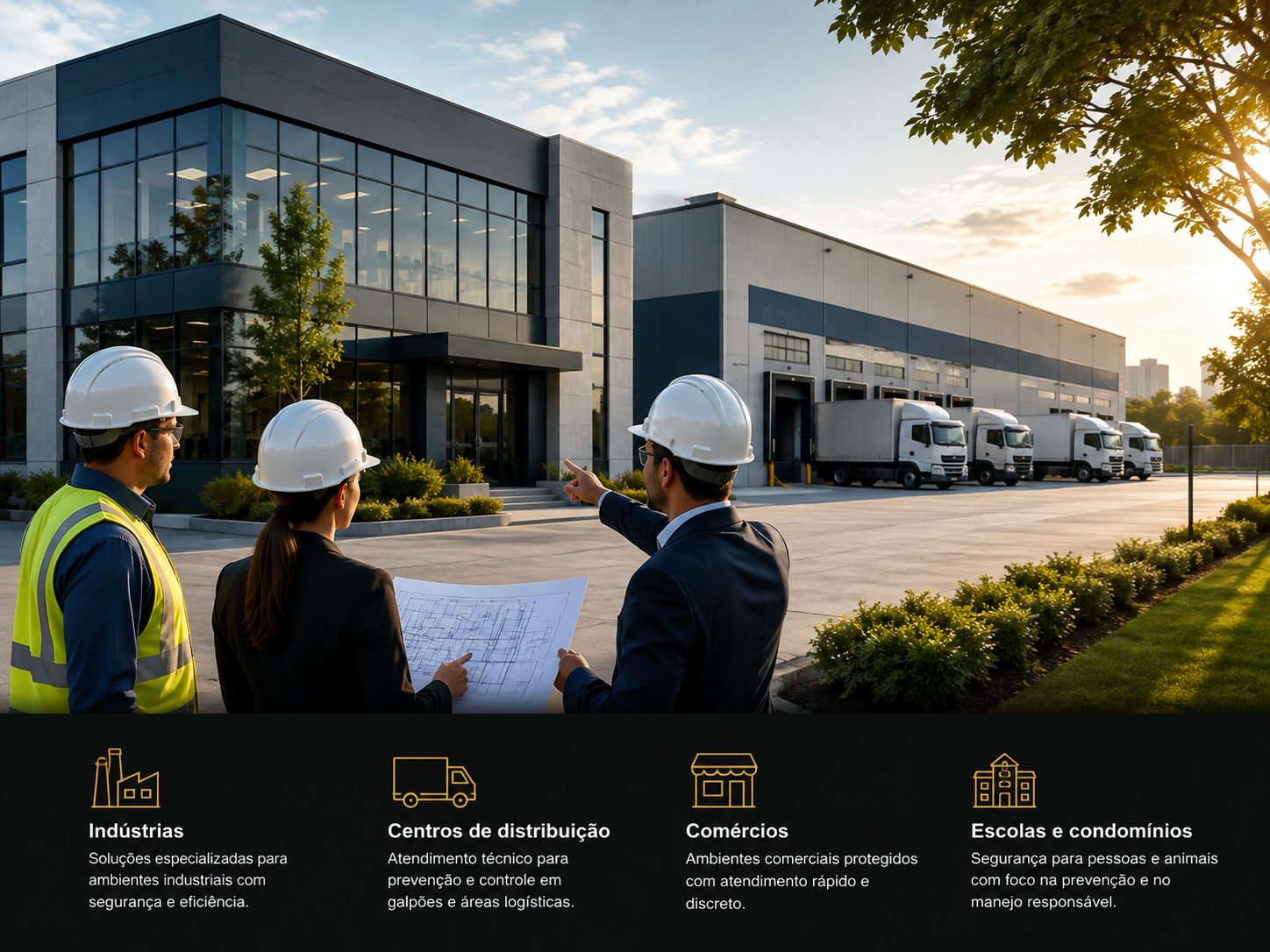 Atendimento corporativo para indústrias, centros de distribuição, comércios, escolas e condomínios